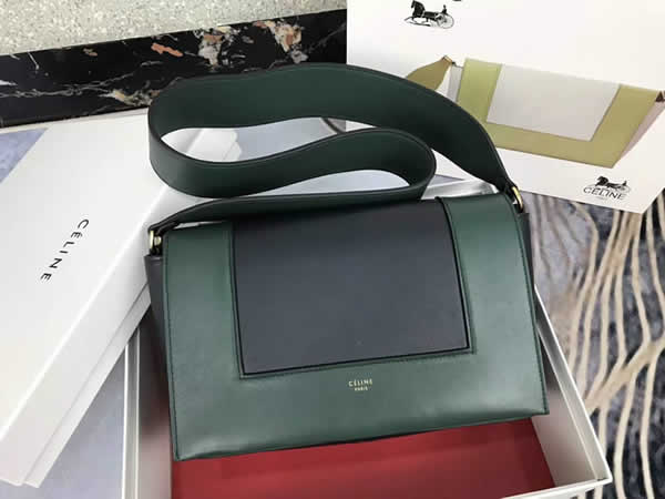 Fake Celine Frame Color Matching Green & Black Shoulder Bag Messenger Bag 180263